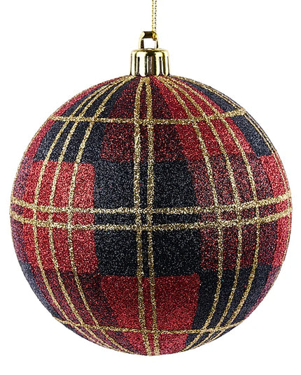 100Mm Painted/Glitter Plaid Ball