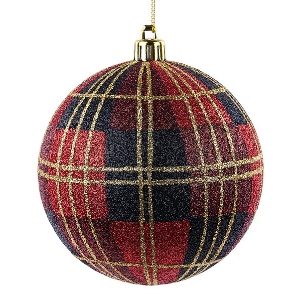 100Mm Painted/Glitter Plaid Ball