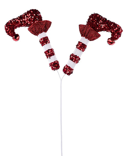 27"L Sequin/Fabric/Bell Elf Leg Spray x 2