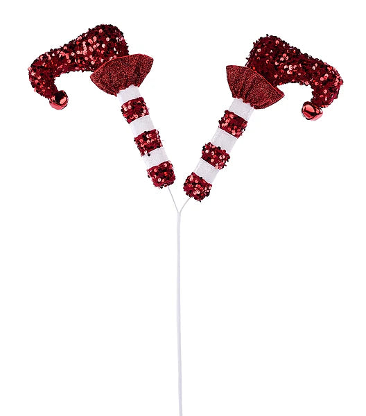 27"L Sequin/Fabric/Bell Elf Leg Spray x 2