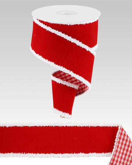 2.5" x 10yd Red Velvet/Gingham Back image 0
