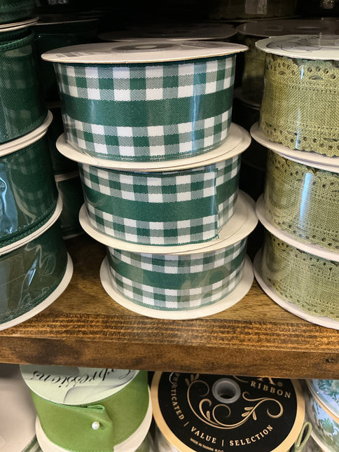 1.5" x 10 yds Solid/Mini Gingham Ribbon