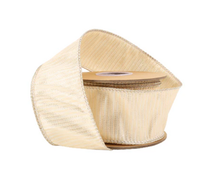 2.5"x10Y Wired Dupioni Ribbon w Metallic Stripe