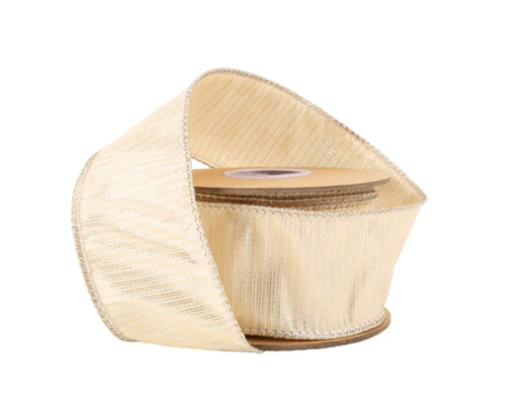 2.5"x10Y Wired Dupioni Ribbon w Metallic Stripe