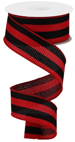 1.5" x 10yd Vertical Stripe On Cross Royal - Red/Black image 0
