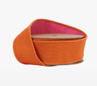 1.5"x10Y Orange/Hot Pink Double Fused Dupioni