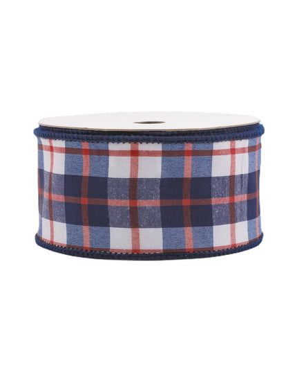 Red/White/Blue Plaid Wired Ribbon