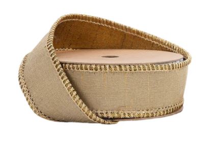 1"x10Y Gold w/ Metallic Fused Backing Dupioni Ribbon