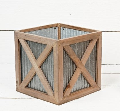 Square Wood Box with Olive Tin image 2