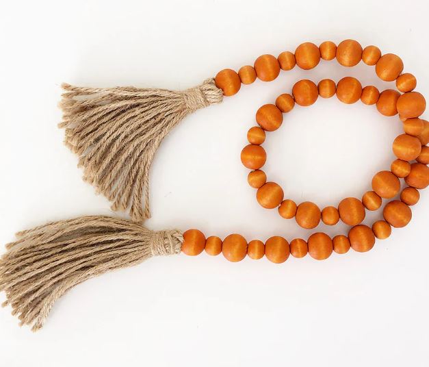 Colored Wood Bead Garland with Tassle