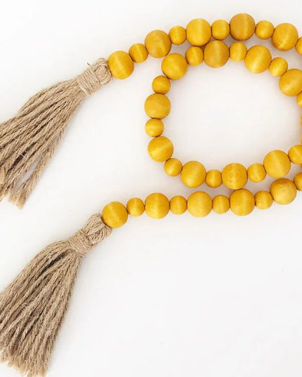 Colored Wood Bead Garland with Tassle