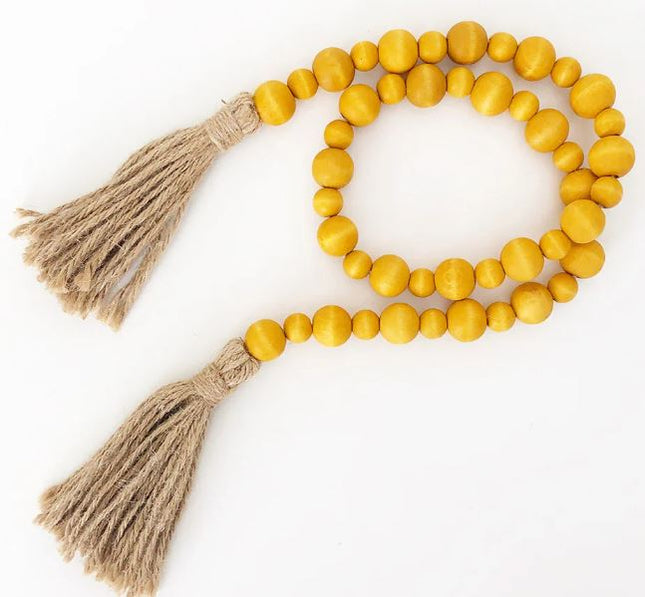 Colored Wood Bead Garland with Tassle