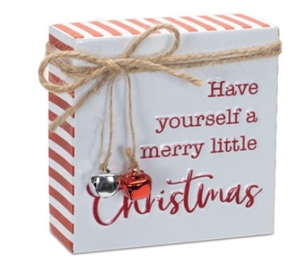 Merry Christmas or Jolly Sign 4" metal