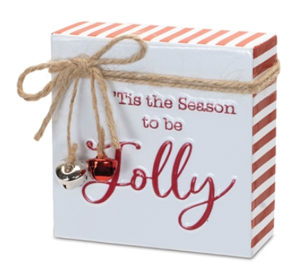 Merry Christmas or Jolly Sign 4" metal