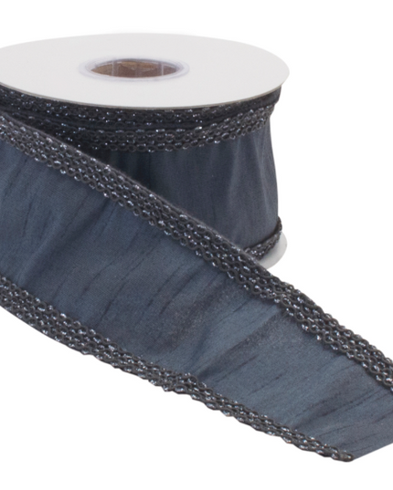 Ribbon Wired Polyester 2.5"x5Y - Slate Blue