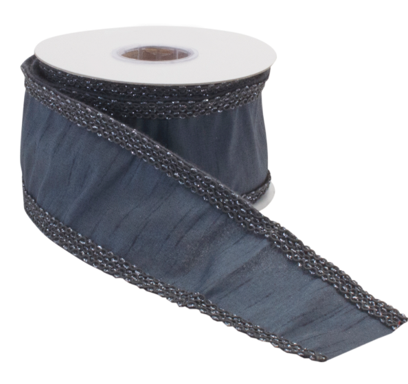 Ribbon Wired Polyester 2.5"x5Y - Slate Blue
