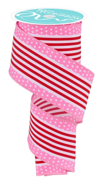 2.5" x 10yd Vertical Stripe/Polka Dot Edge image 0