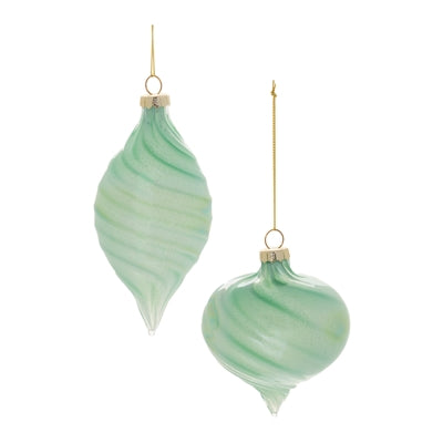 Ornament (2 Asst) 3.5"H, 5"H Glass