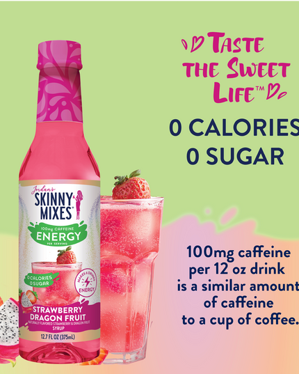 Sugar Free Strawberry Dragon Fruit Energy Syrup - 375ml