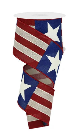2.5" x 10yd Bold Star Stripes/Royal
