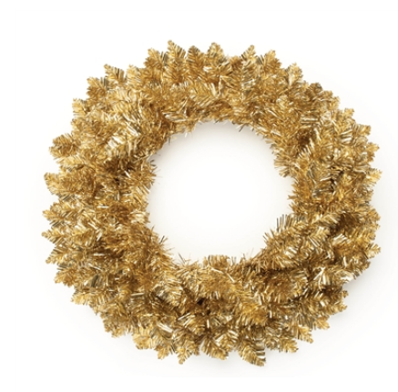 Pine Wreath Tinsel 24" Gold