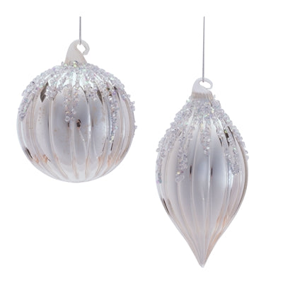 Ornament (2 Asst) 4"D, 5.5"H Glass