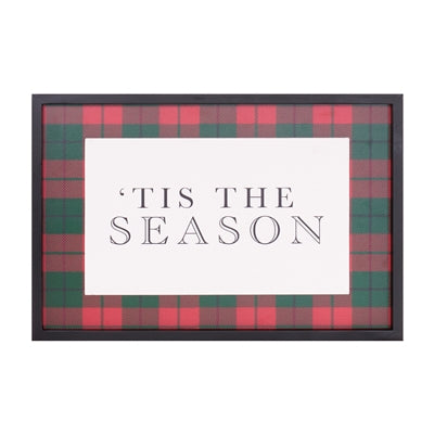 Framed Plaid Tis the Season Print 15.5"L x 12.5"H MDF/Wood