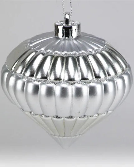120Mm Layer Ribbed Onion Ornament Silver