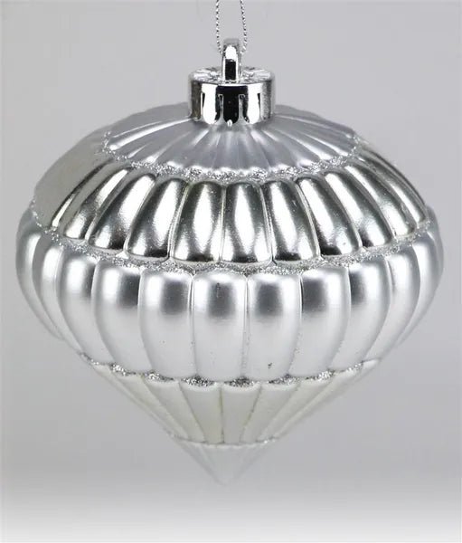 120Mm Layer Ribbed Onion Ornament Silver