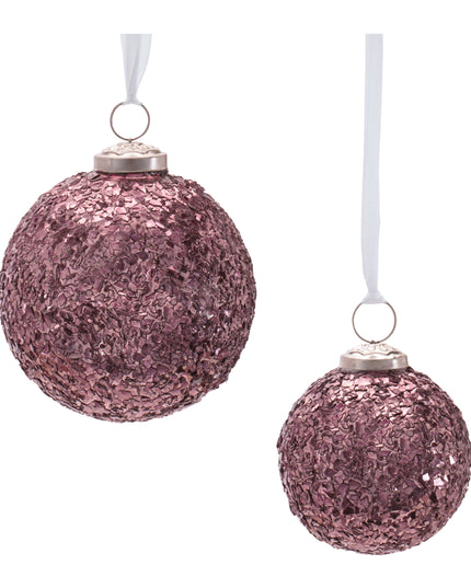 Ball Ornament (Set of 2) 3"D, 4"D Glass