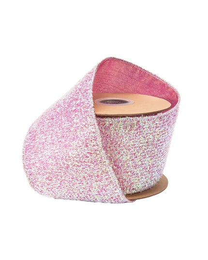 3.6" Wired Ribbon | Iridescent Texture on Fushcia Backing | 10 Yard Roll