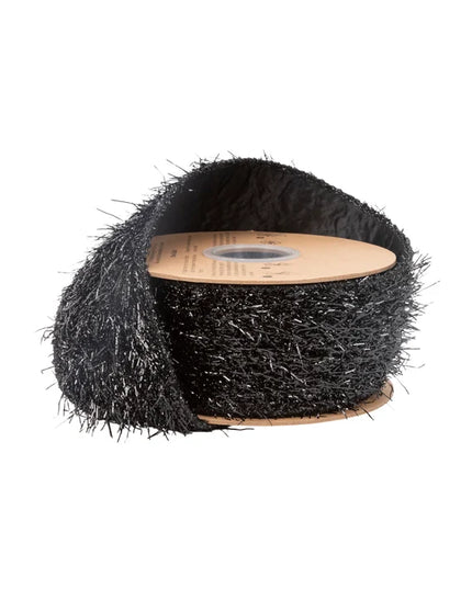 2 1/2" Wired Ribbon | Black Sparkle Fur | 10 Yard Roll