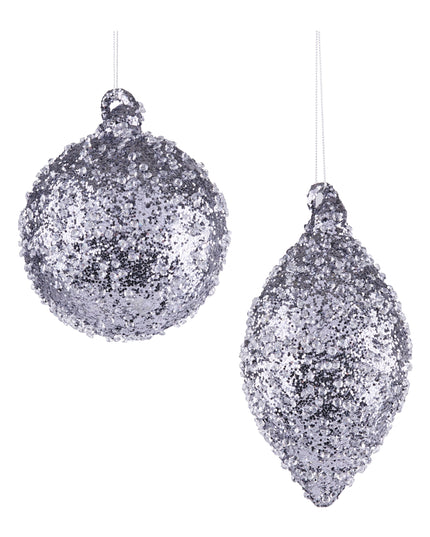 Ornament (2 Asst) 4"D, 5.5"H Glass