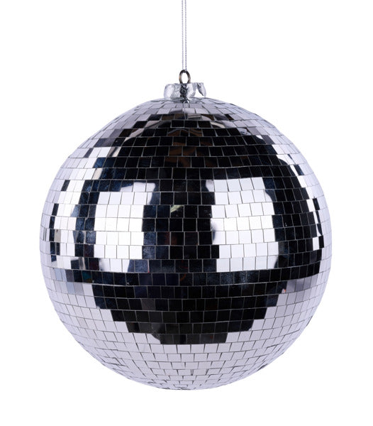 200MM SILVER MIRROR BALL ORNAMENT image 0