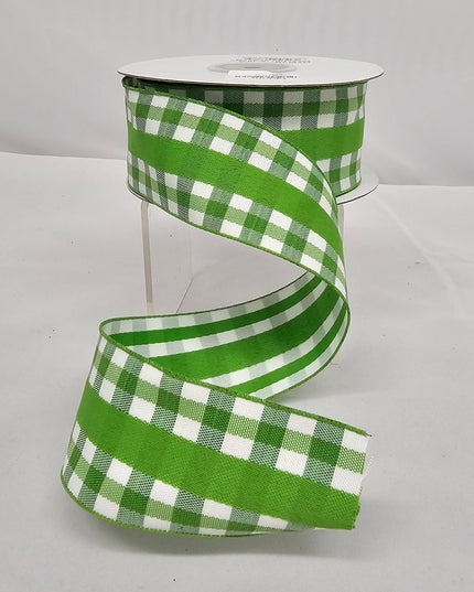 1.5"x10Y Green Gingham Ribbon image 0