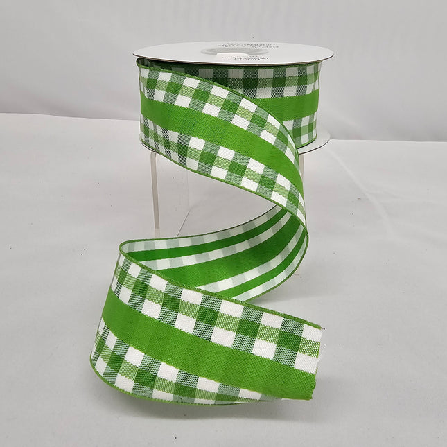 1.5"x10Y Green Gingham Ribbon image 0