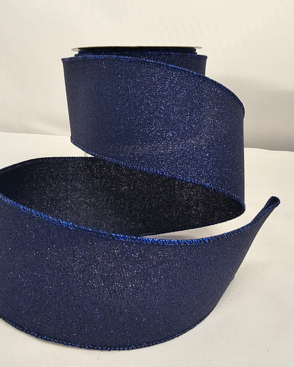 2.5"x10Y Fine Glitter Navy Ribbon image 0