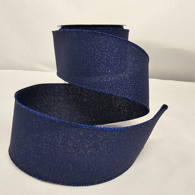 2.5"x10Y Fine Glitter Navy Ribbon image 0