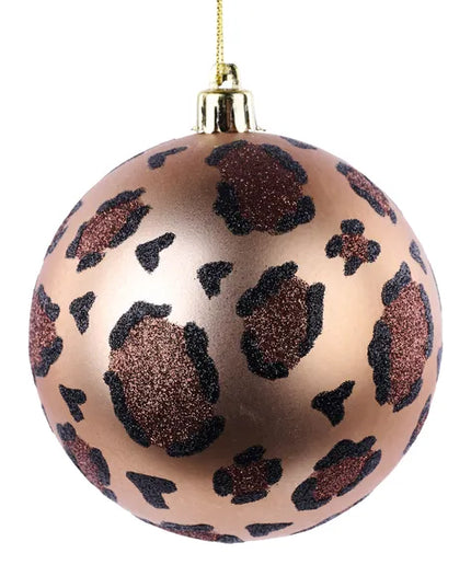 100Mm Vp Glitter Animal Print Ball Orn
