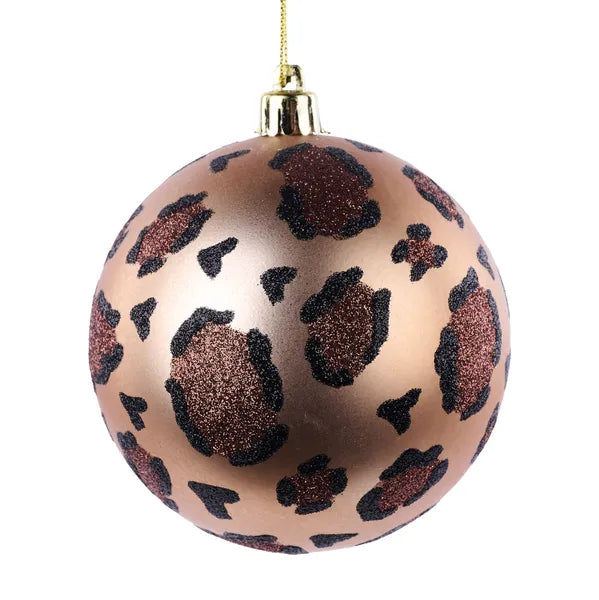 100Mm Vp Glitter Animal Print Ball Orn