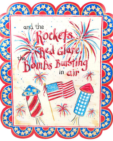 Rockets Red Glare Scalloped Sign