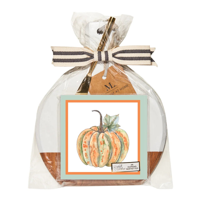 9.75"x8" Acaicia Bevel Board and Napkin Gift Set (Assorted Designs)