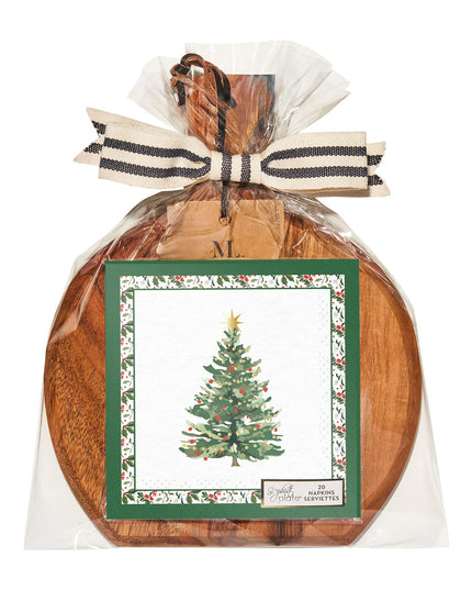 9.75"x8" Acaicia Bevel Board and Napkin Gift Set (Assorted Designs)