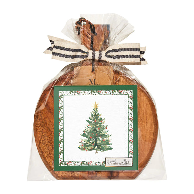 9.75"x8" Acaicia Bevel Board and Napkin Gift Set (Assorted Designs)