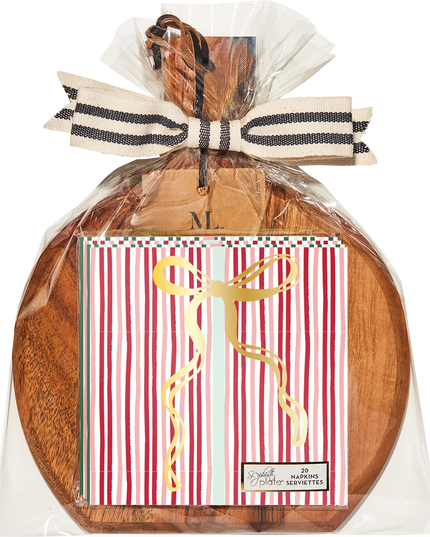 9.75"x8" Acaicia Bevel Board and Napkin Gift Set (Assorted Designs)