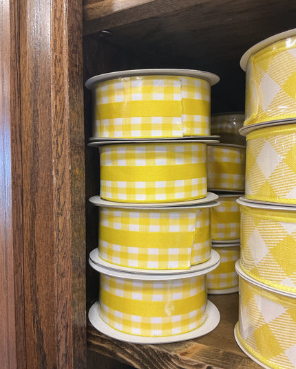 1.5" x 10 yds Solid/Mini Gingham Ribbon