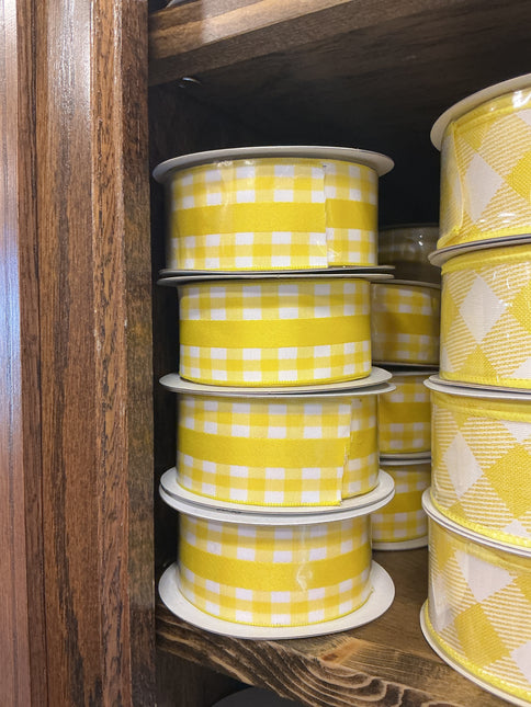 1.5" x 10 yds Solid/Mini Gingham Ribbon