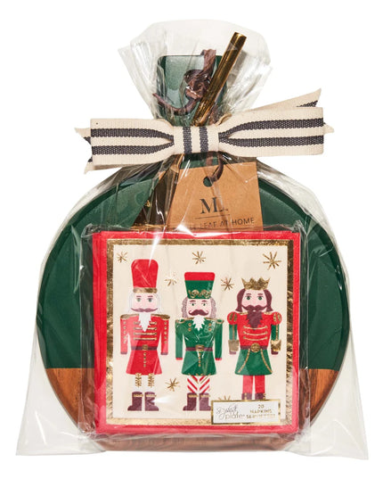 9.75"x8" Acaicia Bevel Board and Napkin Gift Set (Assorted Designs)