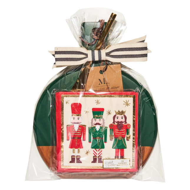 9.75"x8" Acaicia Bevel Board and Napkin Gift Set (Assorted Designs)