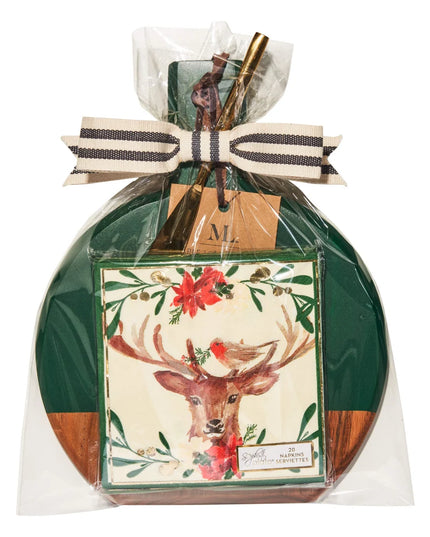 9.75"x8" Acaicia Bevel Board and Napkin Gift Set (Assorted Designs)